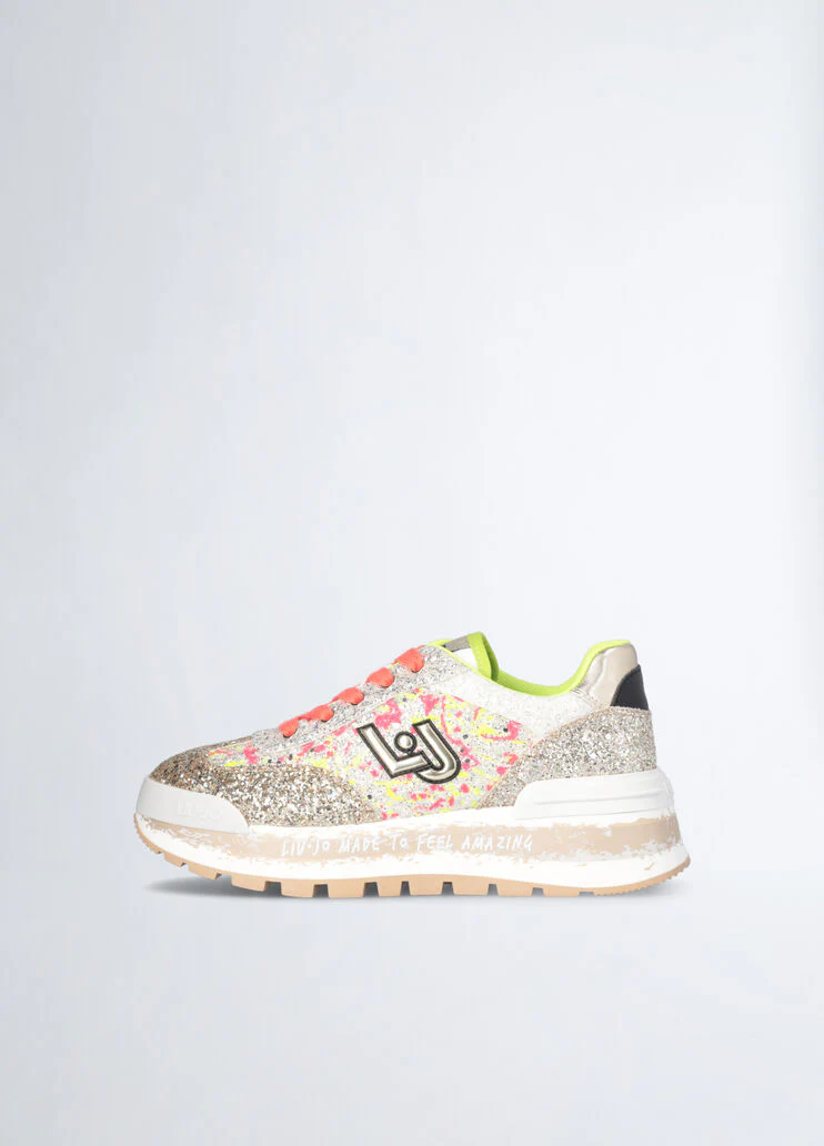 Platform sneakers with full glitter