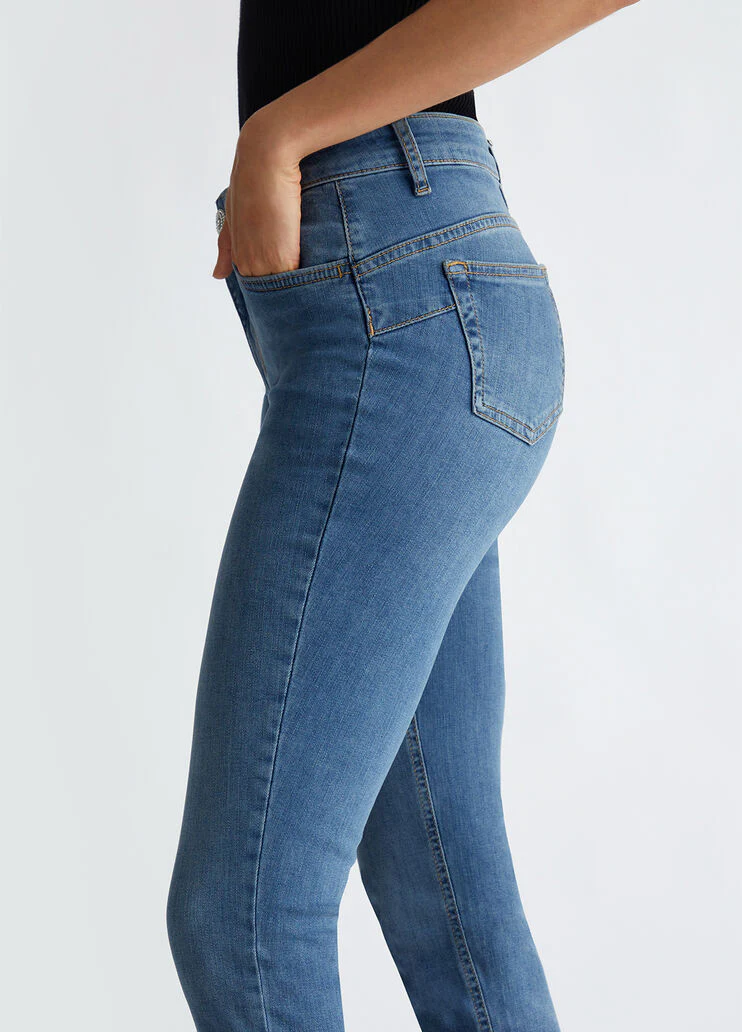 High-rise Bottom Up skinny jeans