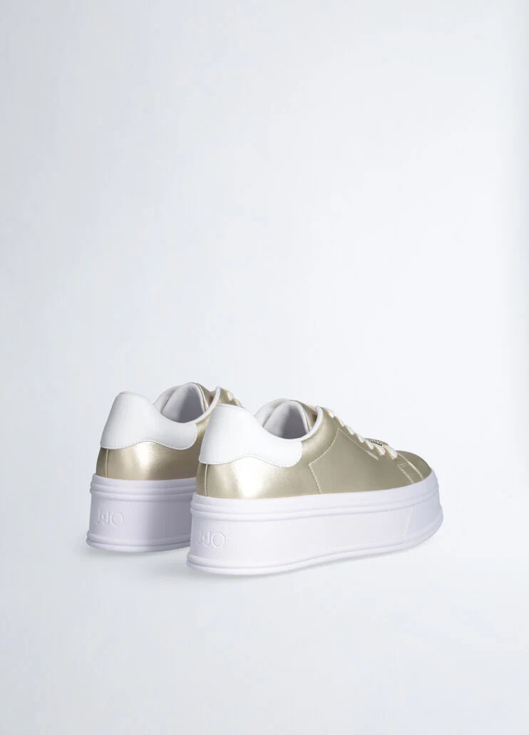 Gold leather platform sneakers