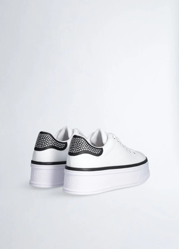 Leather sneakers with rhinestones