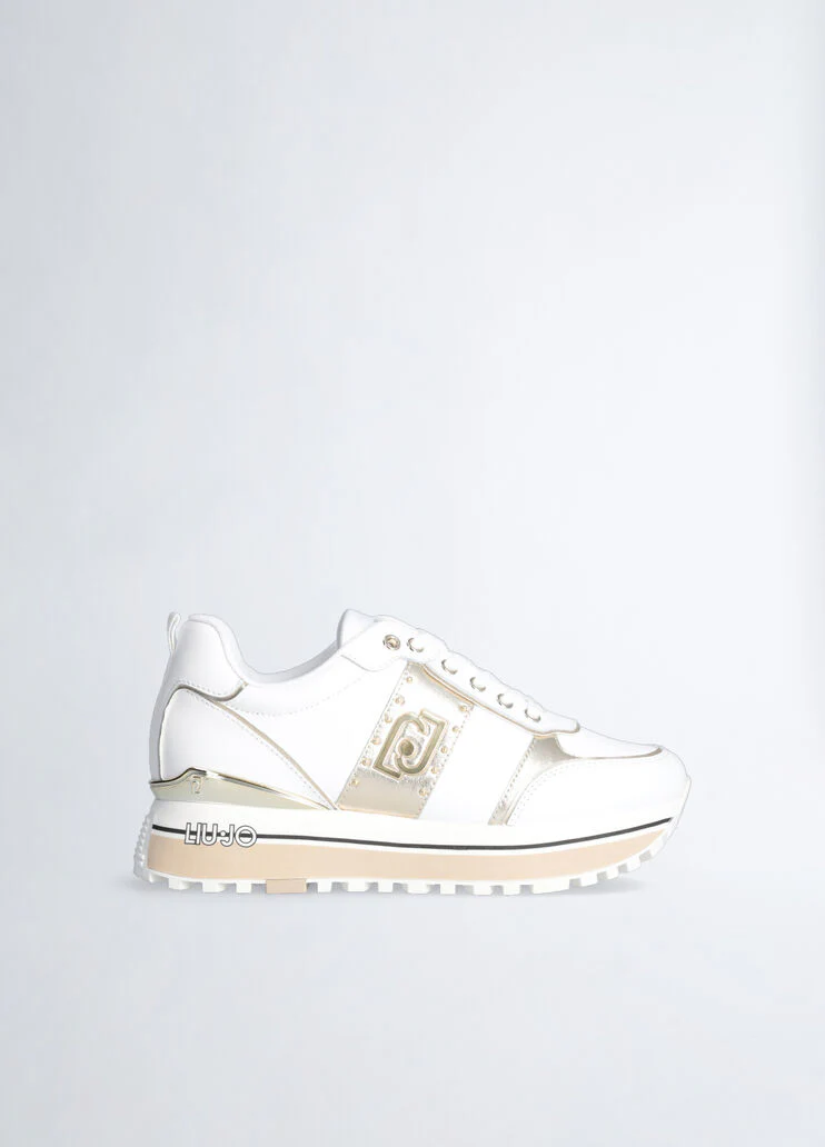 White leather platform sneakers