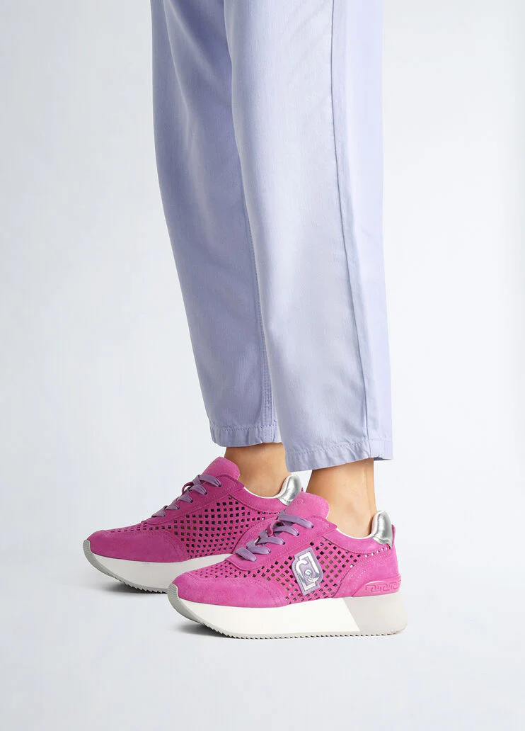 Perforated platform sneakers