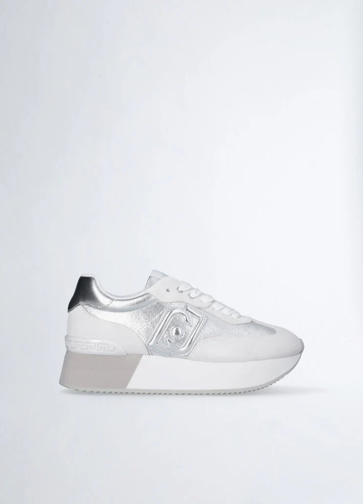 Metallic-effect denim sneakers