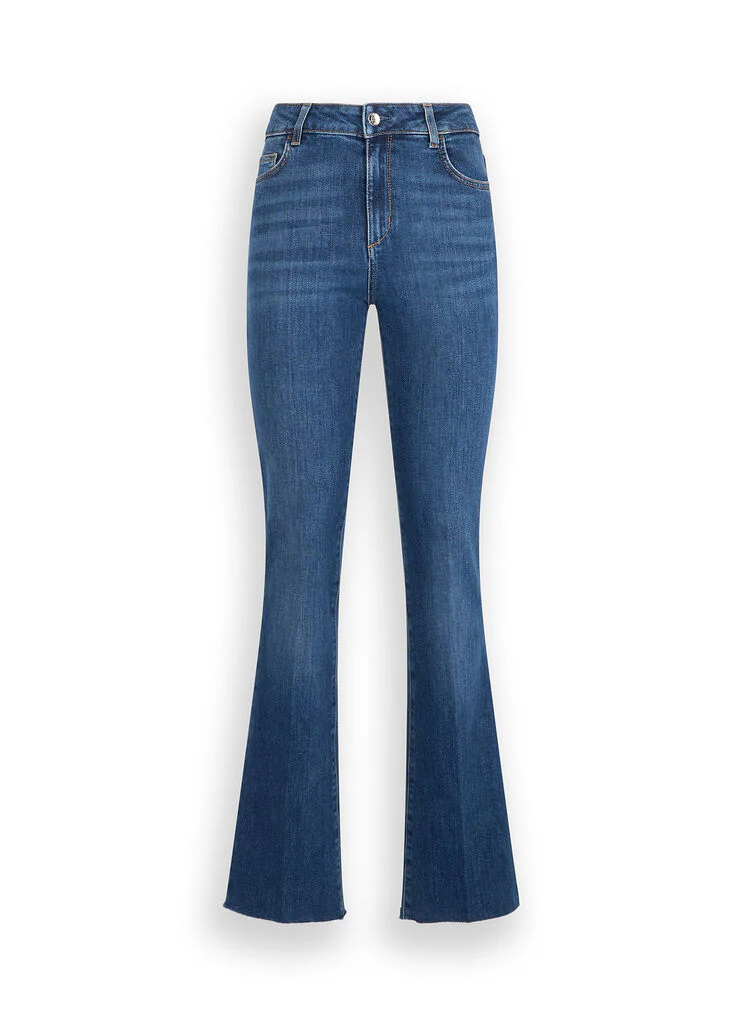 Blue bell-bottom jeans