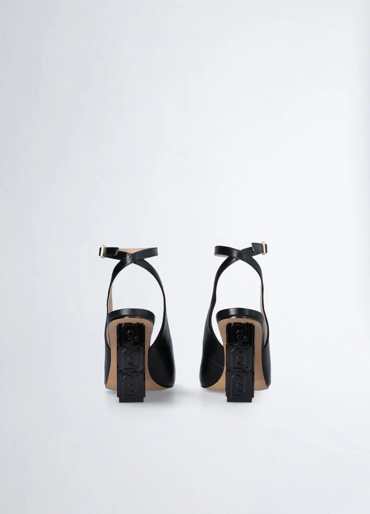 Slingbacks with branded heel
