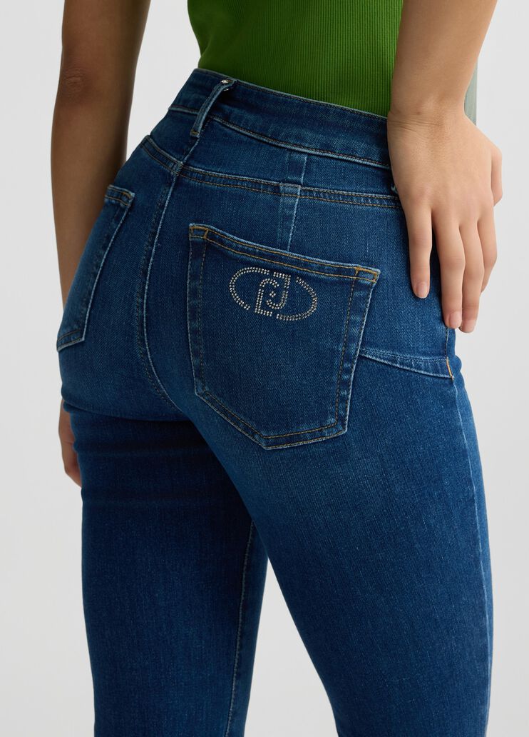 Blue bell-bottom jeans