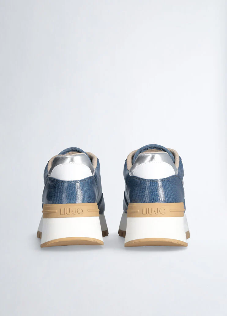 Glossy denim sneakers