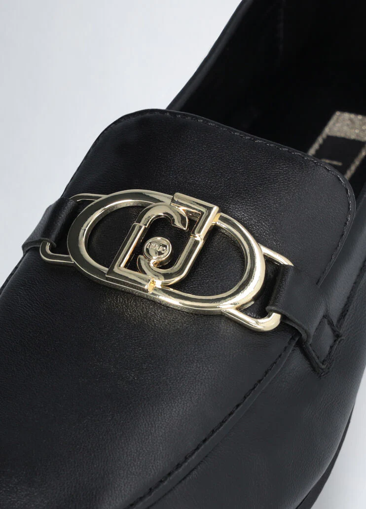 Black soft nappa leather loafers
