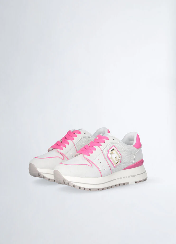 Suede and mesh platform sneakers