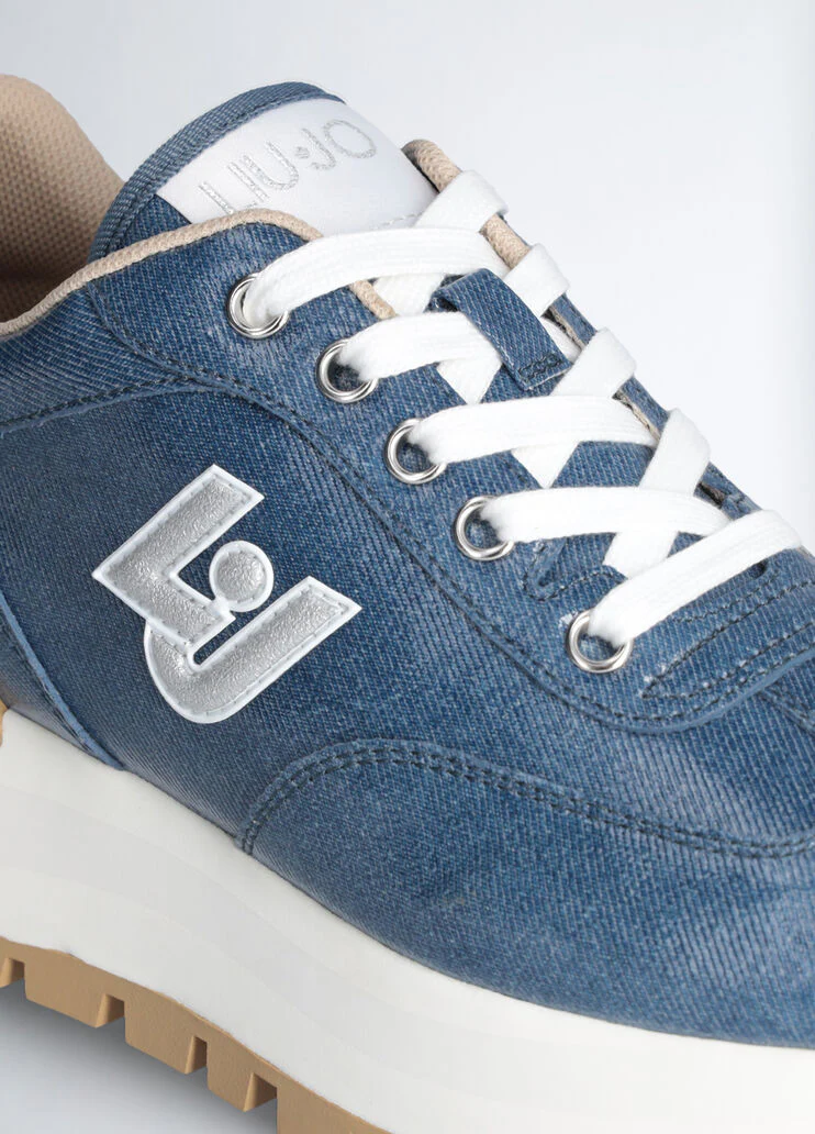 Glossy denim sneakers
