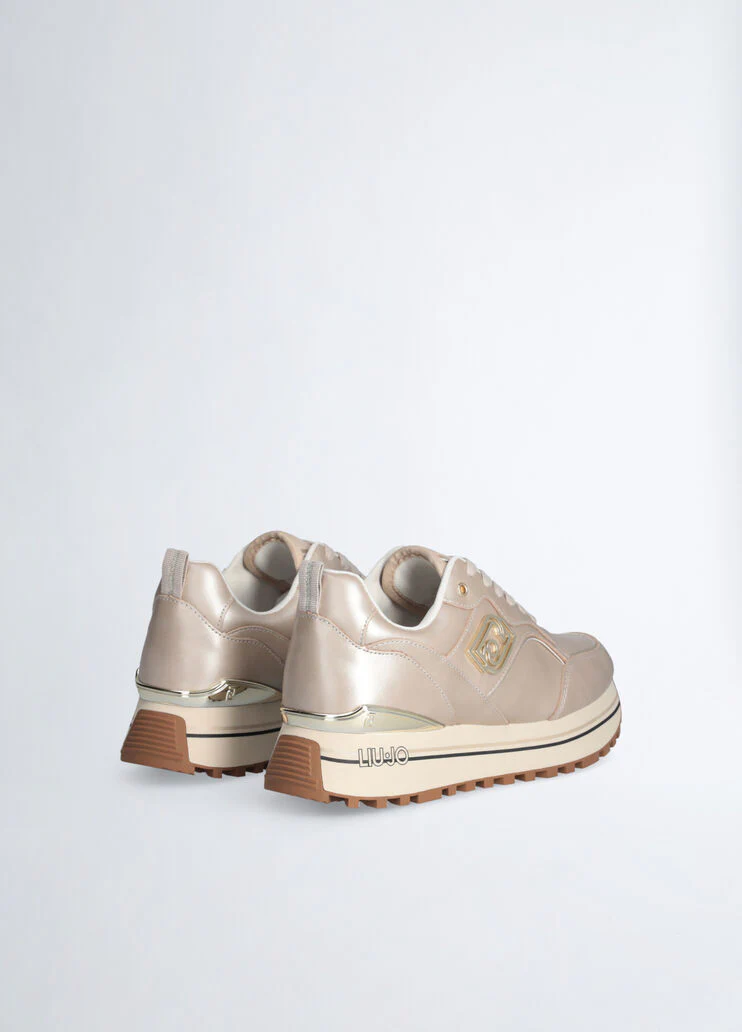 White metallic-effect leather sneakers