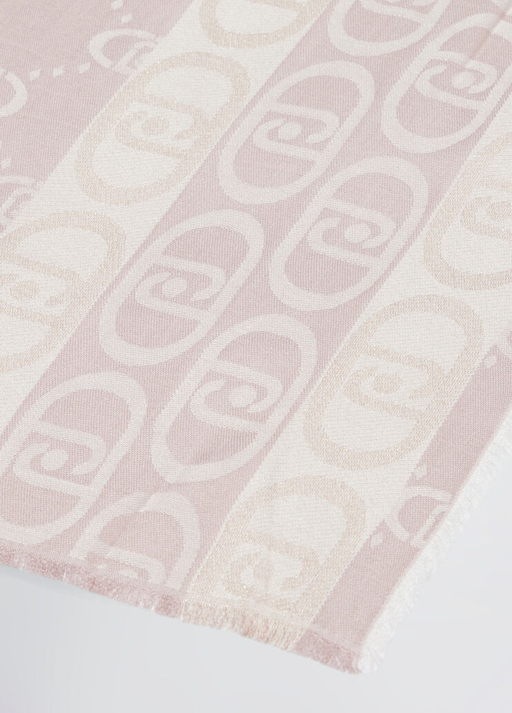 Peach jacquard monogram stole