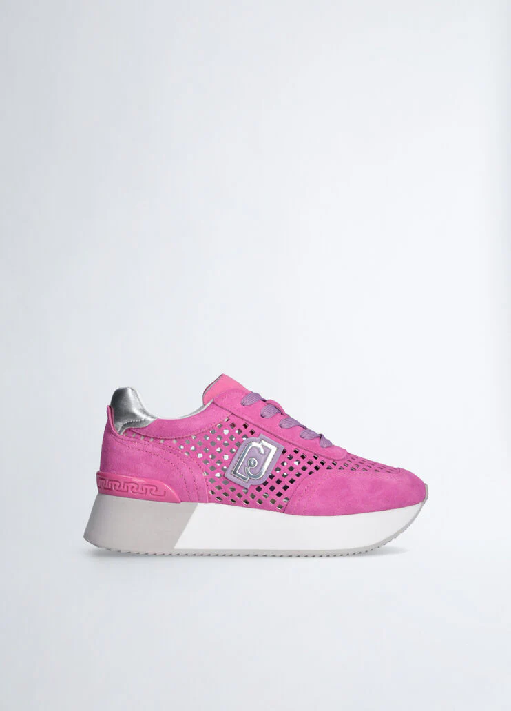 Perforated platform sneakers