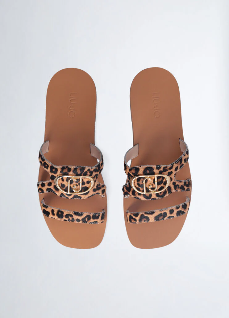 Flat pony hair sandals