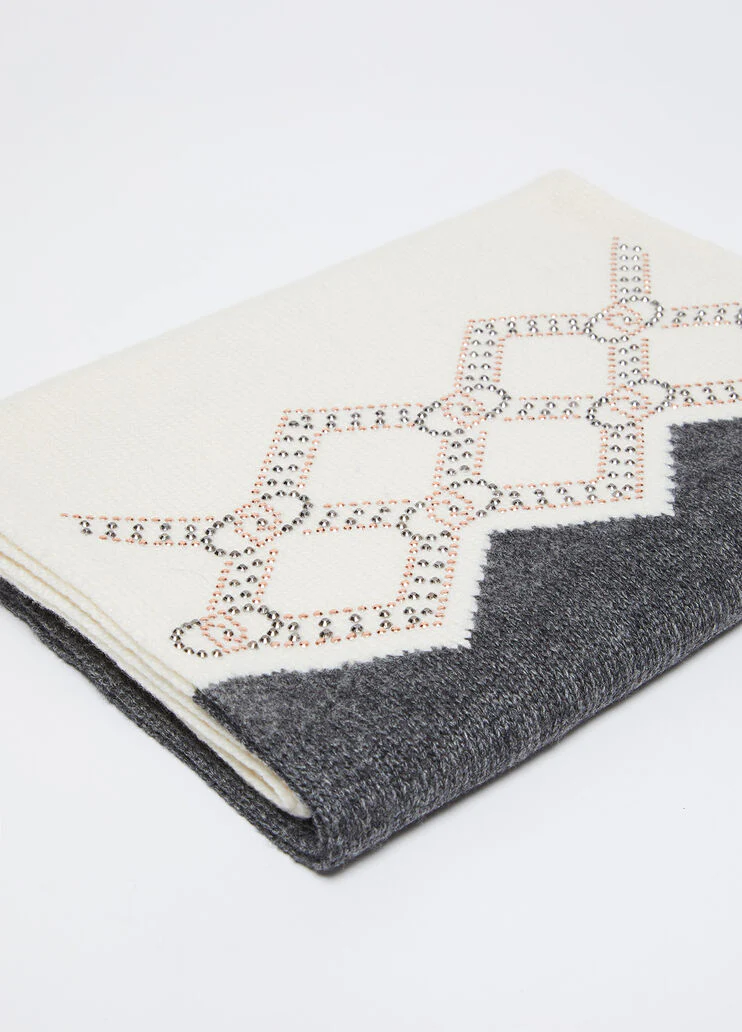 Wool-blend scarf with rhinestones