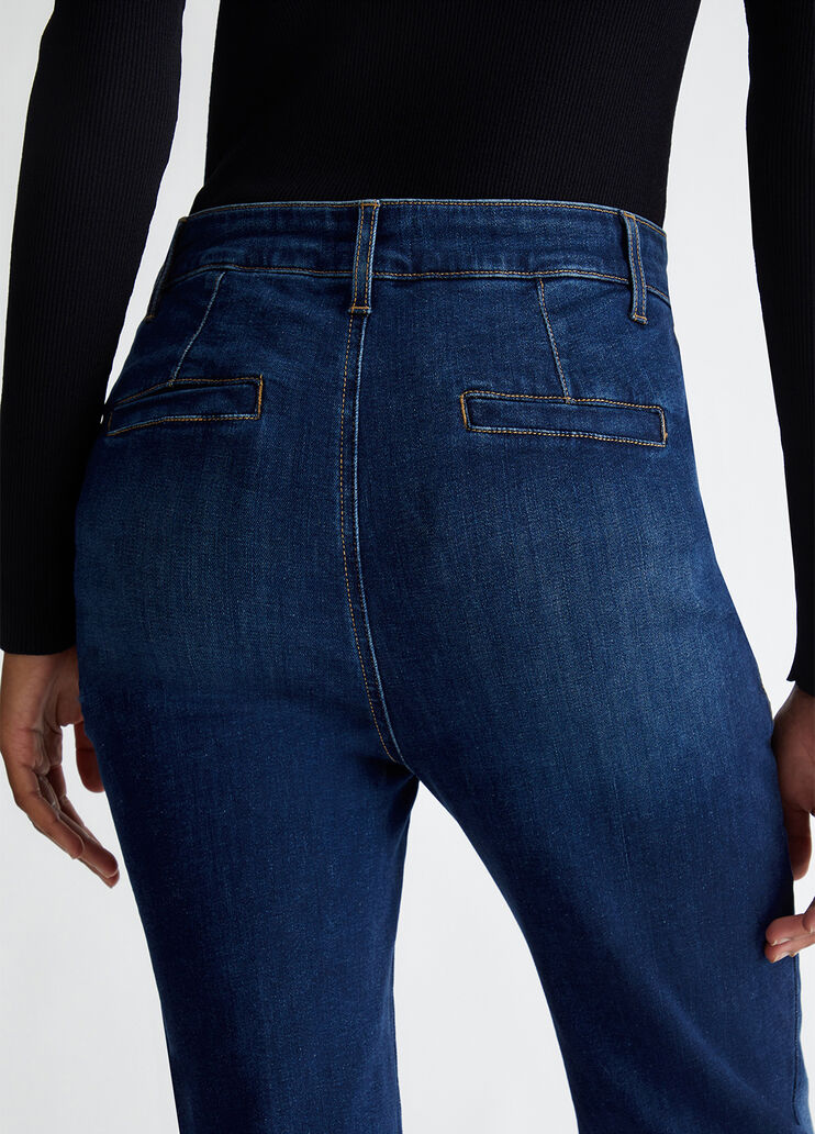 Flared stretch cotton trousers