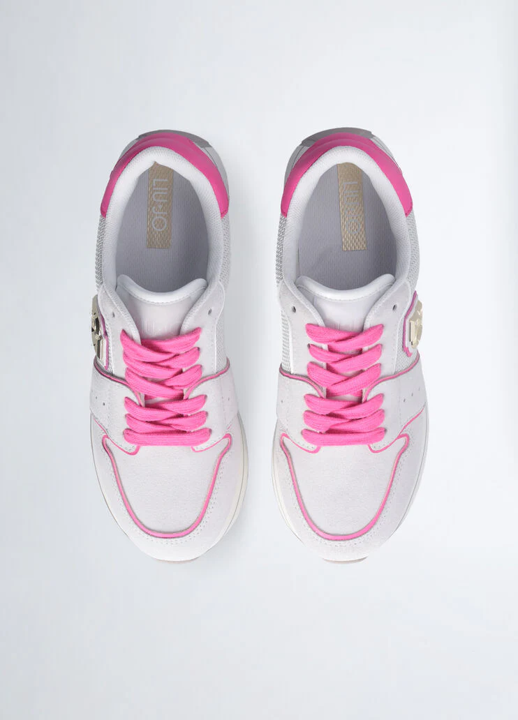 Suede and mesh platform sneakers