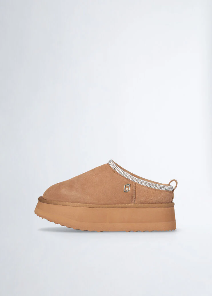 Suede platform mules