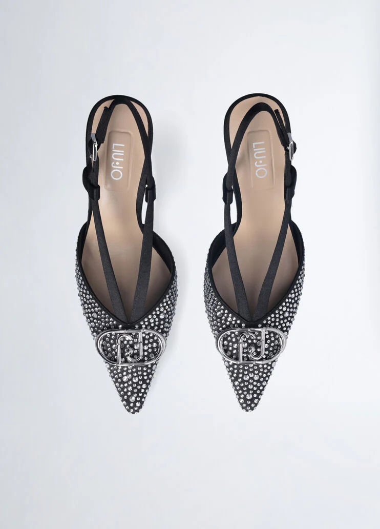 Full rhinestone slingbacks