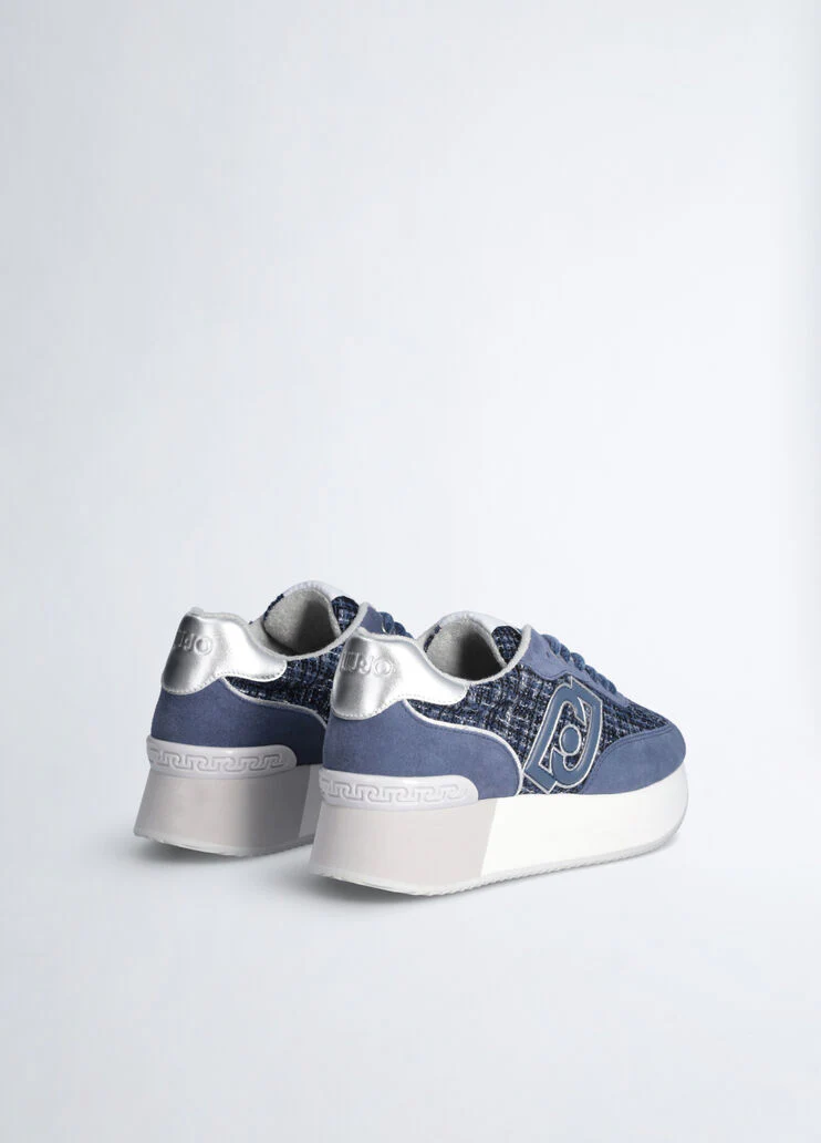 Blue tweed platform sneakers