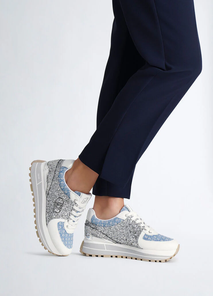 Glittery monogram sneakers