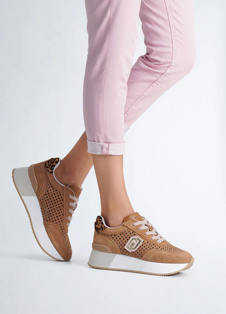 Perforated platform sneakers