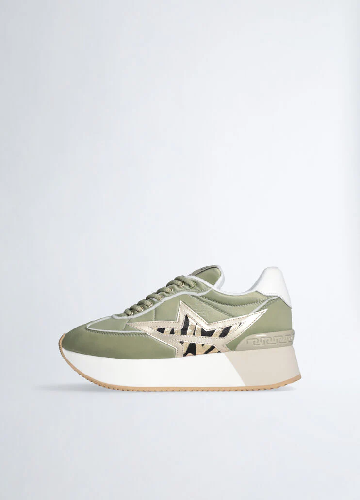 Khaki green platform sneakers
