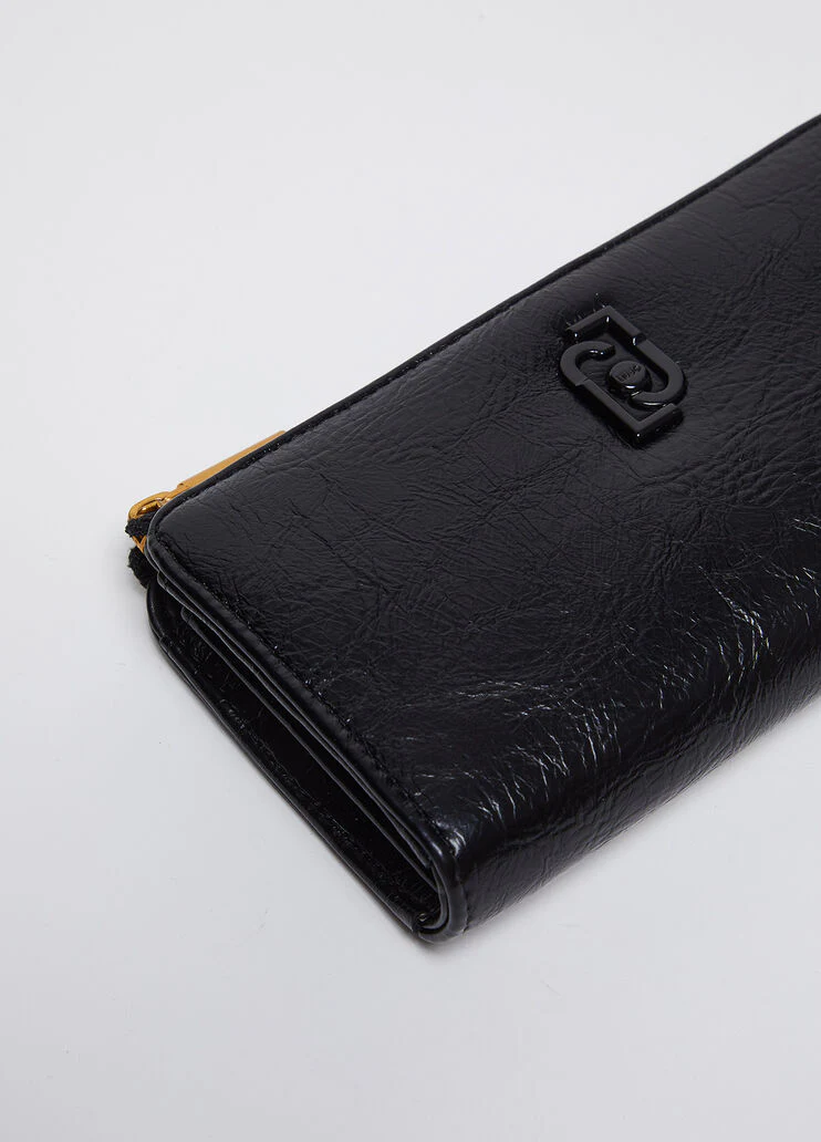 Large glossy zip-around wallet