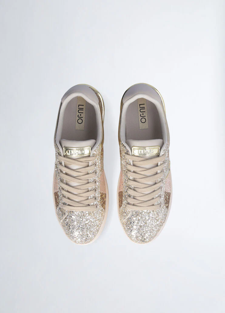 Sneakers with multicolour glitter