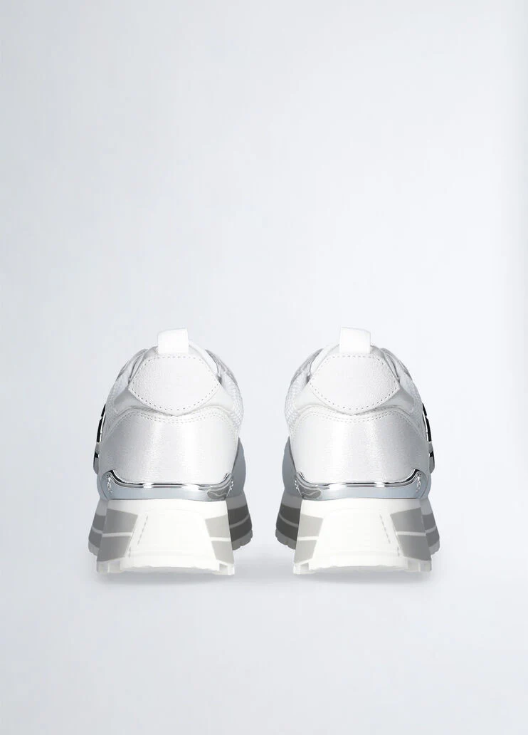 Leather and mesh platform sneakers