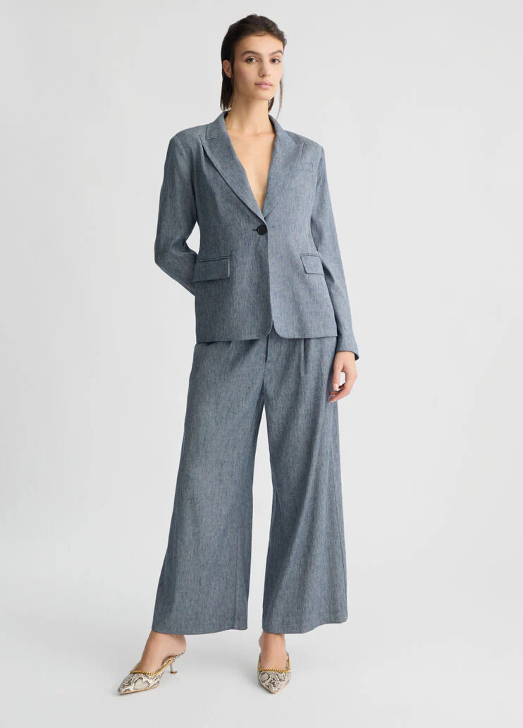 Flared denim trousers