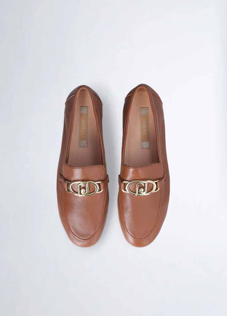 Brown soft nappa leather loafers
