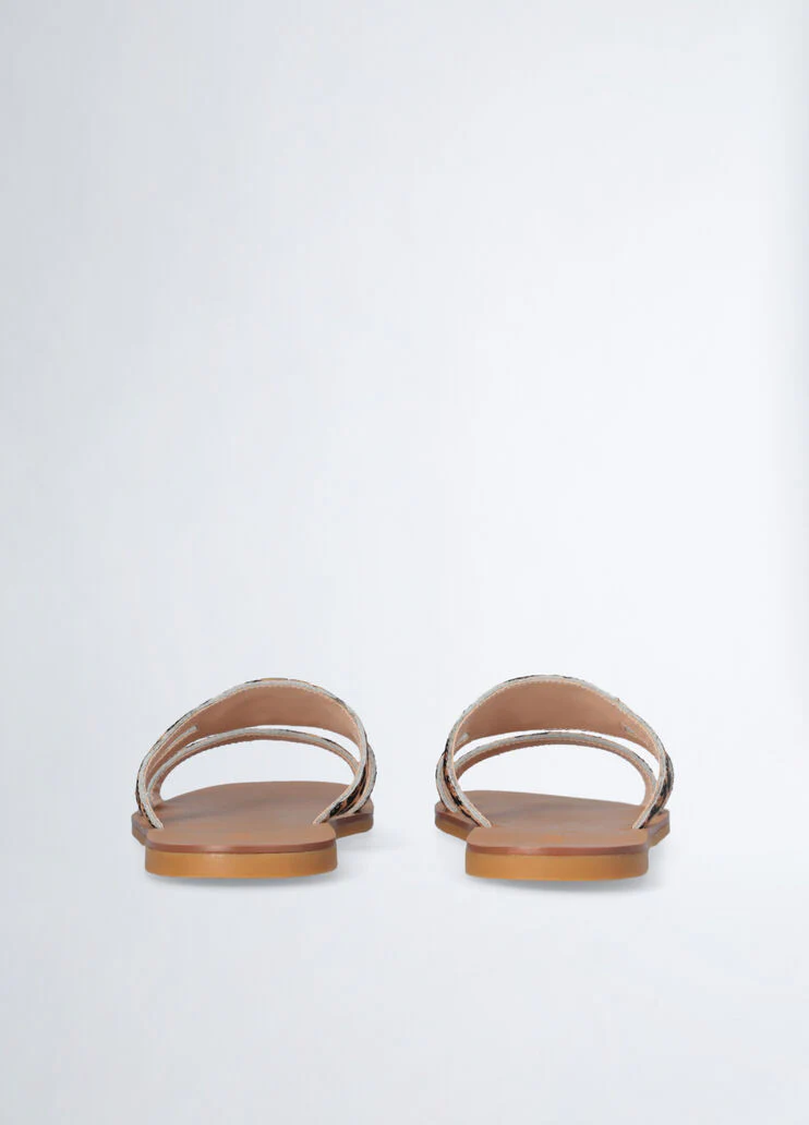 Flat pony hair sandals