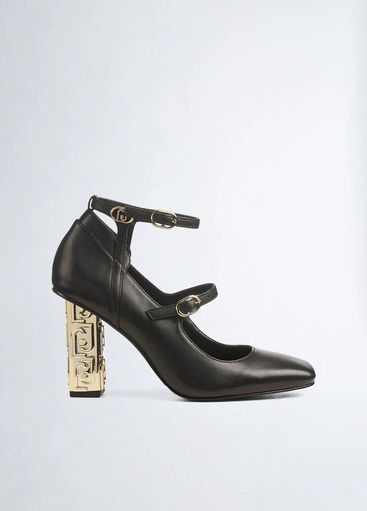 Black two-piece court shoes