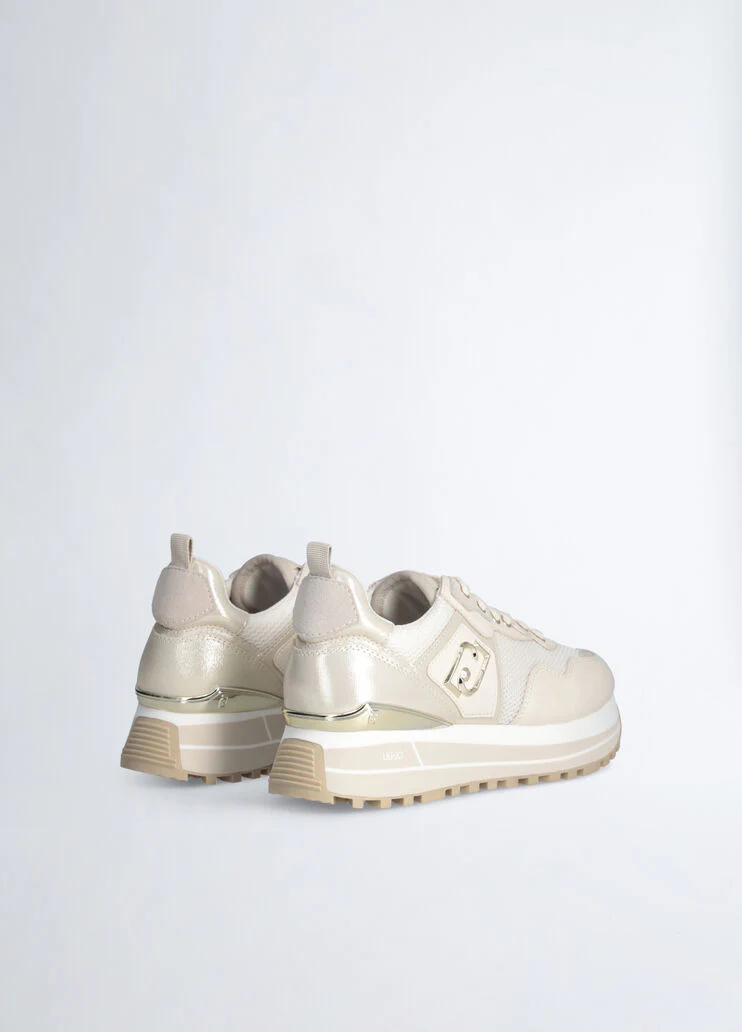 Leather and mesh platform sneakers