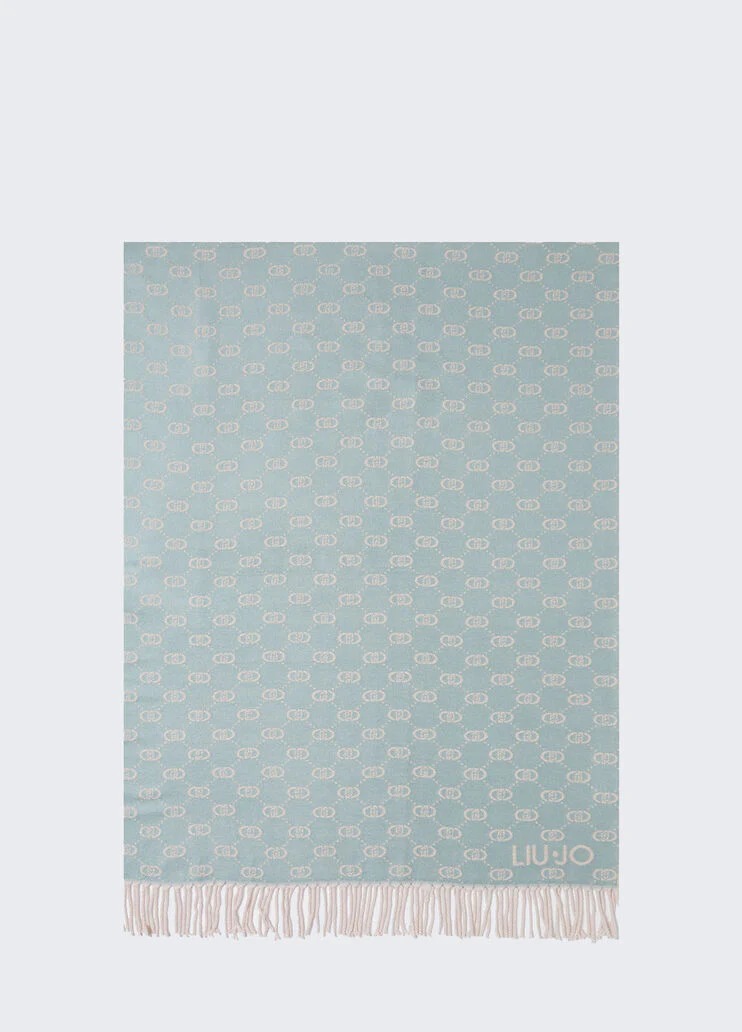 Stole with lurex jacquard logo