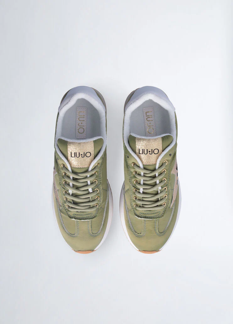 Khaki green platform sneakers