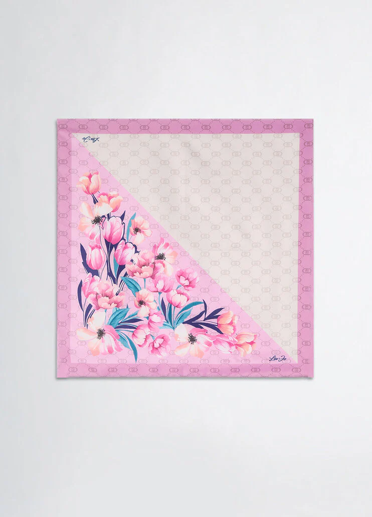 Pink foulard with floral corner