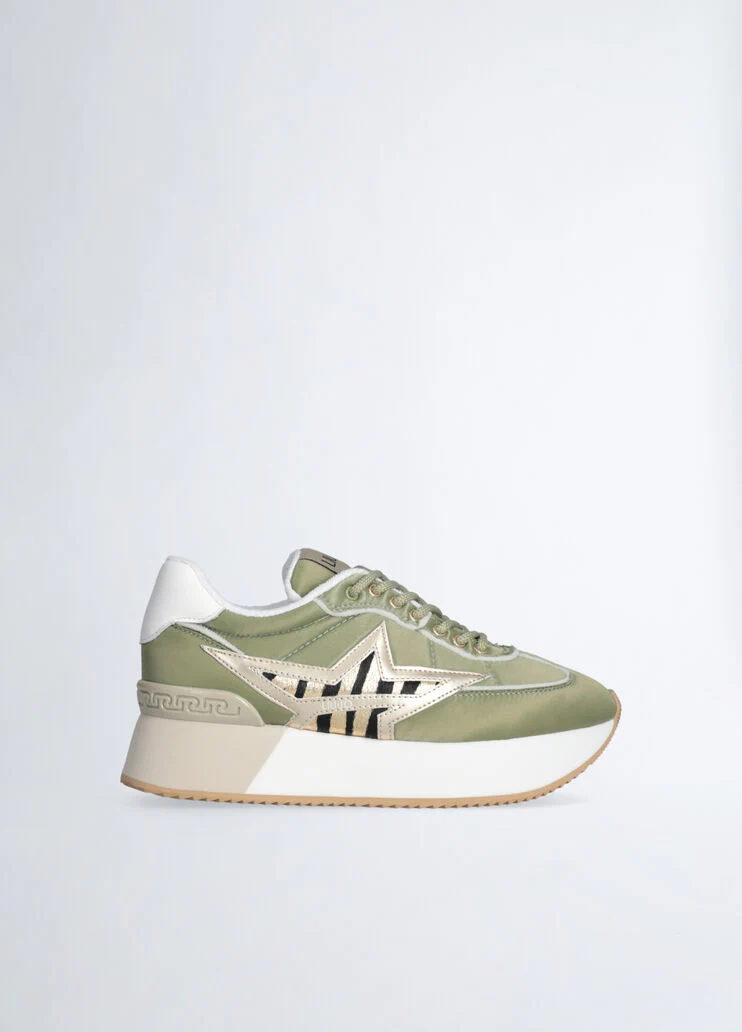 Khaki green platform sneakers