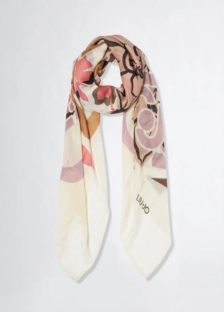 Lurex foulard with floral print