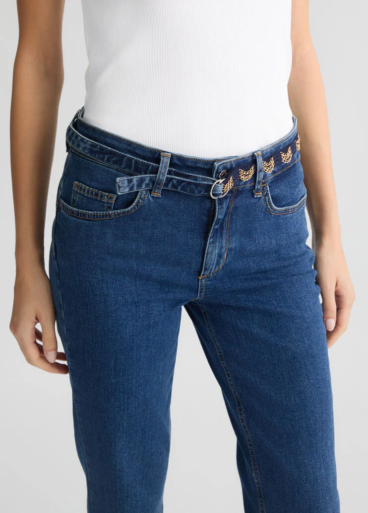 High-waisted skinny jeans