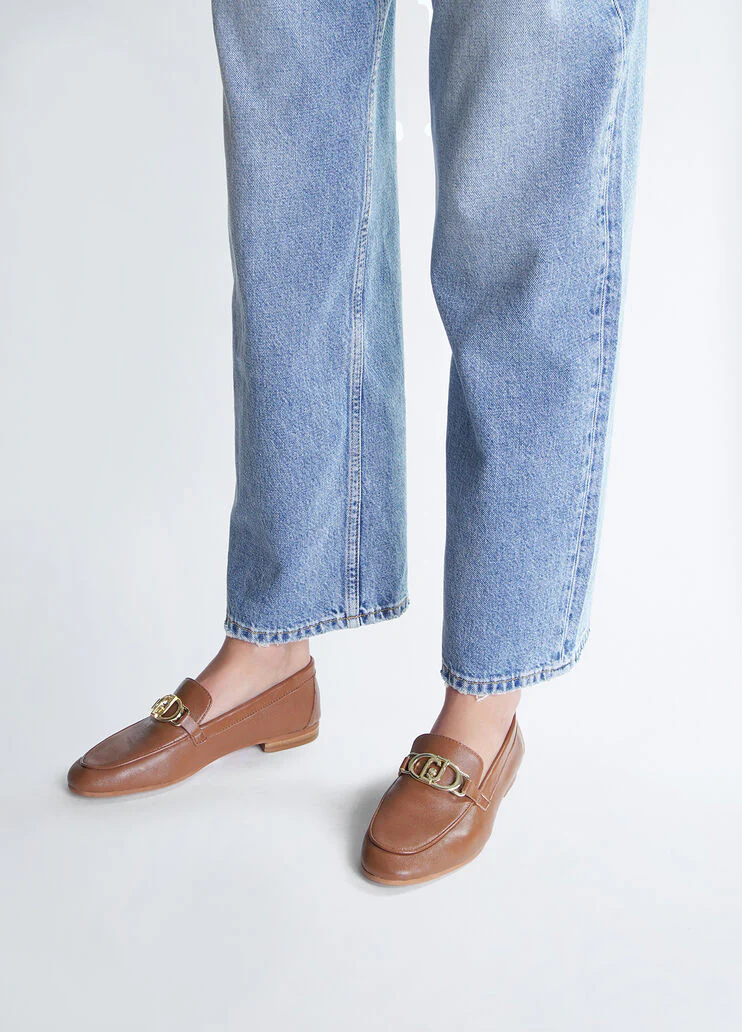 Brown soft nappa leather loafers