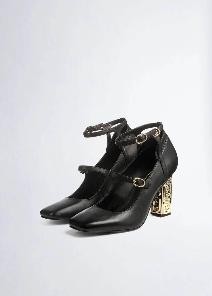 Black two-piece court shoes