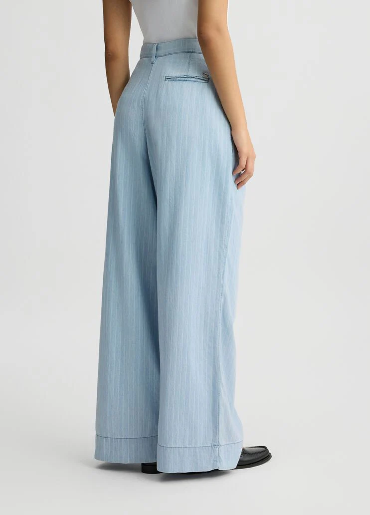 Pinstripe denim trousers