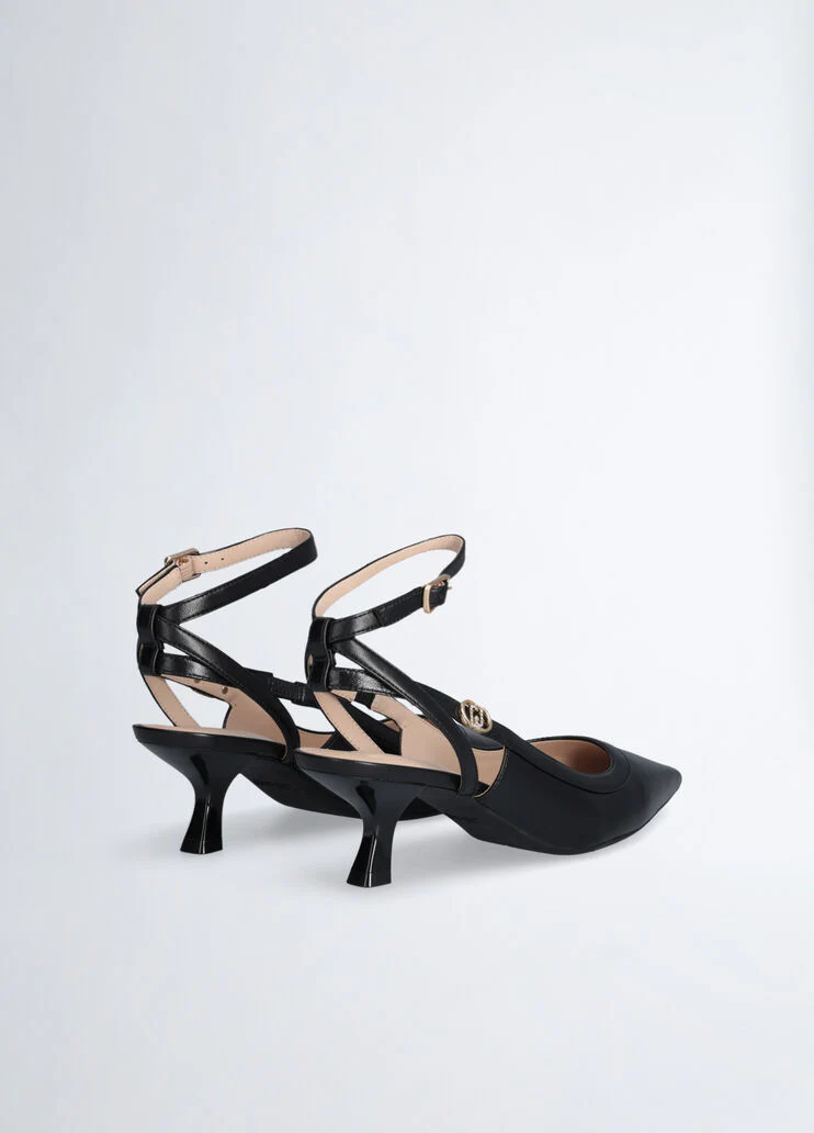 Black slingbacks with low heel