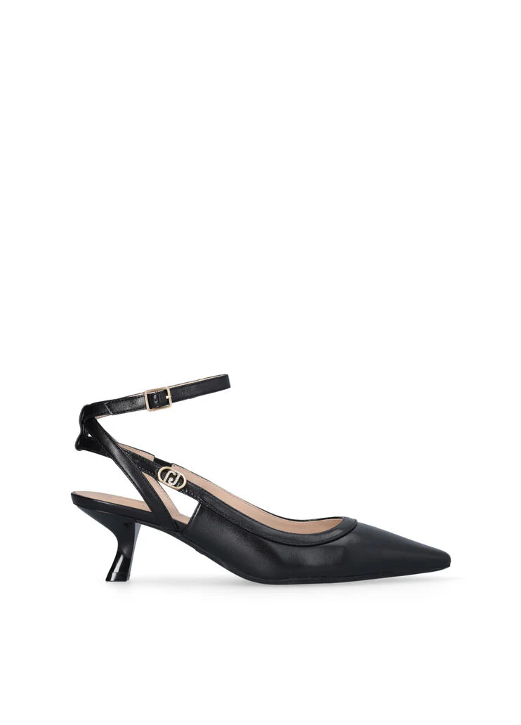 Black slingbacks with low heel