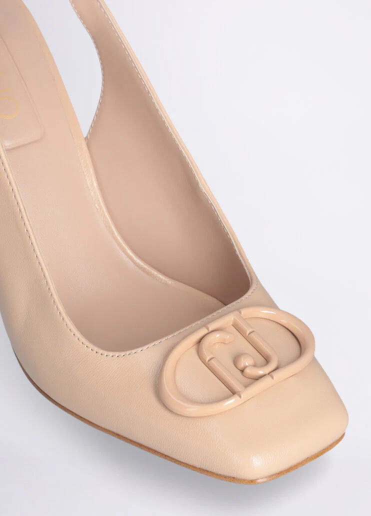 Slingbacks with branded heel