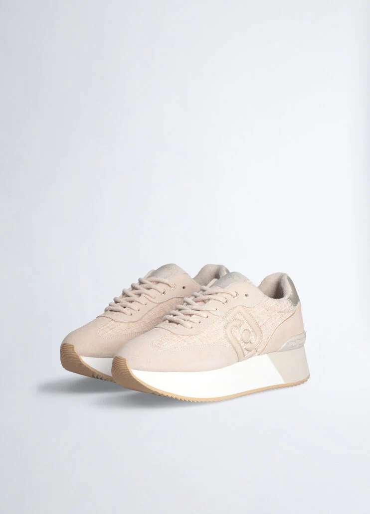 Beige tweed sneakers