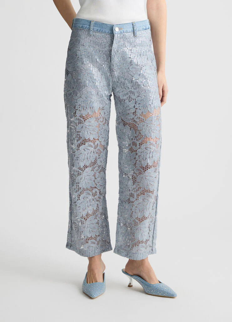 Flared lace trousers