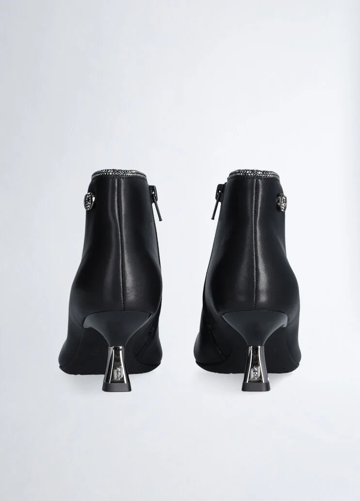 Leather ankle boots with rhinestones